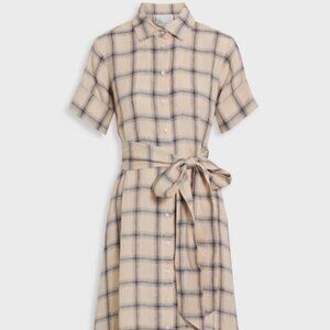 Lisa Marie Fernandez Belted Checked Linen Dress NWT Sz 2 Medium ($695 retail)
